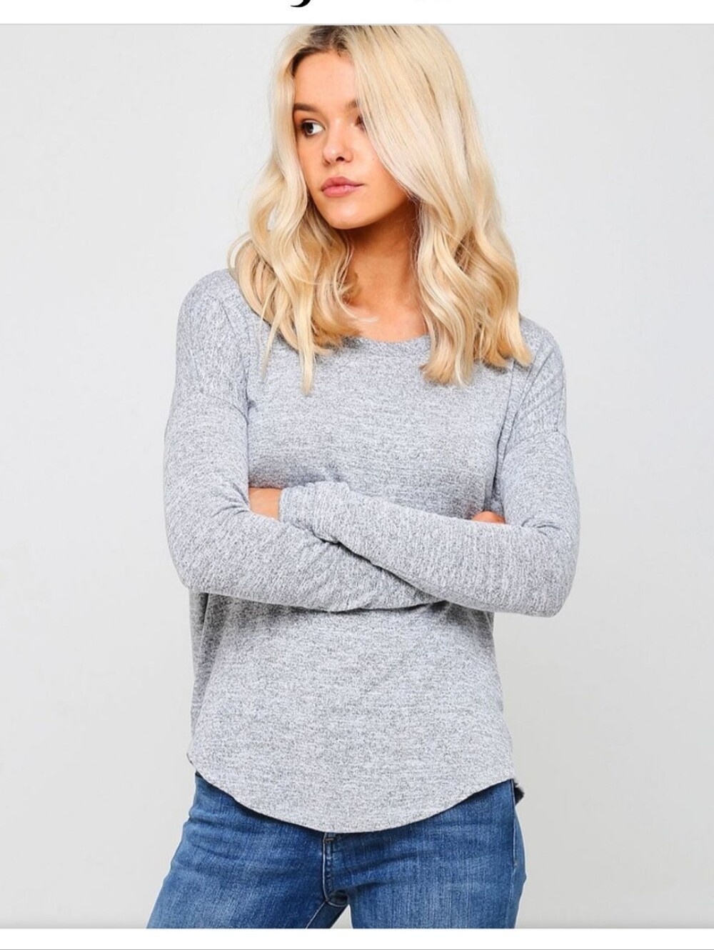 Rag & Bone Hudson Knit Striped Long Sleeve Tee Black Gray Heather